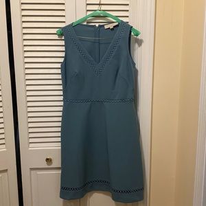 Loft size 2, can fit 4 robins egg blue, crepe dress. Worn once.